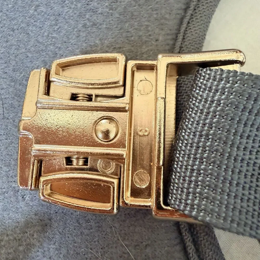 London Fog Pet Collection Dog Harness Gray Gold Hardware Size M Adjustable